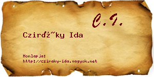 Cziráky Ida névjegykártya